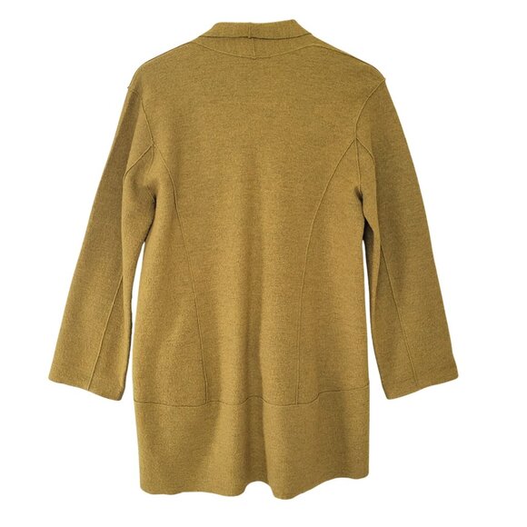 Eileen Fisher  Merino Wool Open Front Cardigan Jacket Womens Sz S Mustard Yellow - Picture 2 of 6